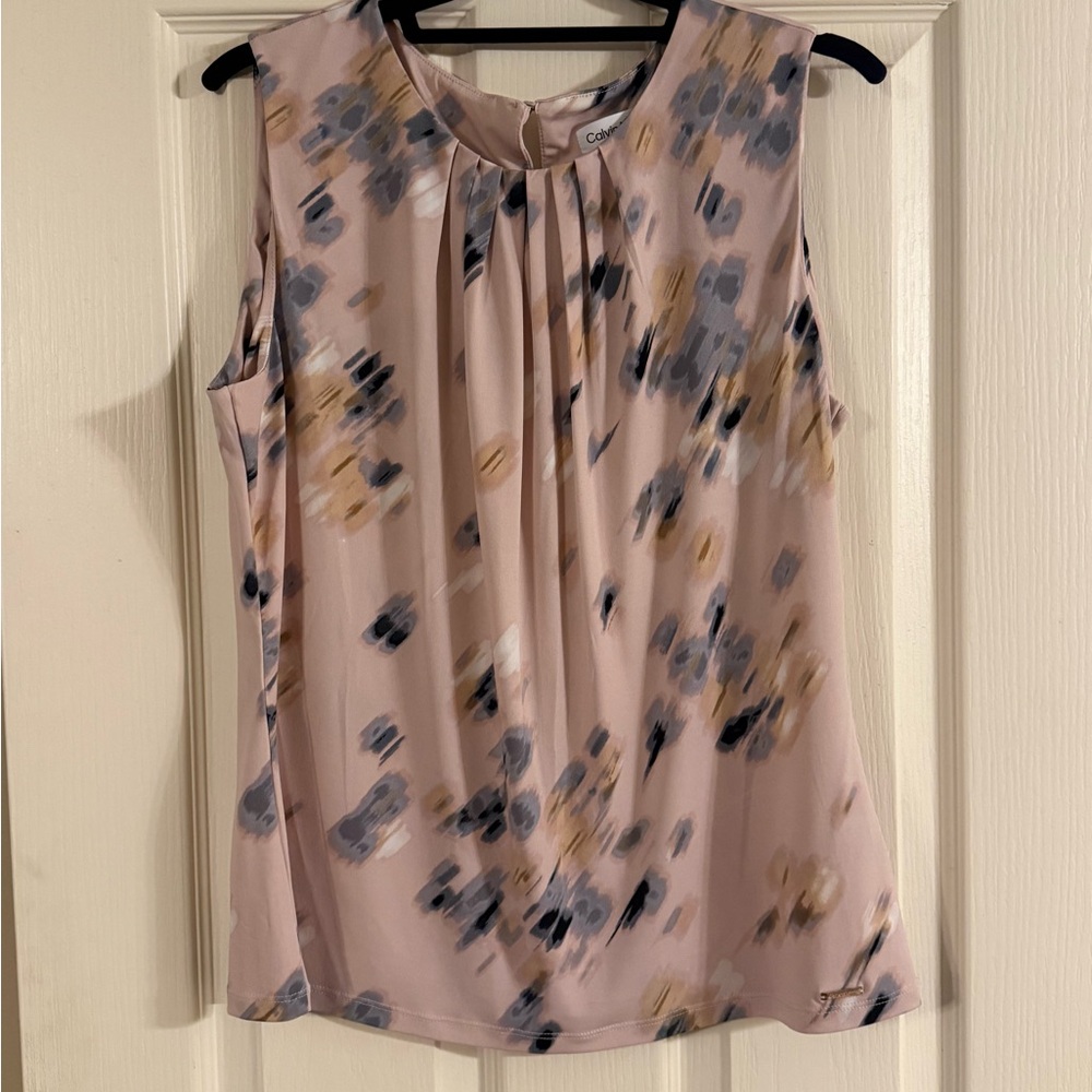 Calvin Klein Women's Sleeveless Blouse - Pink and Gray